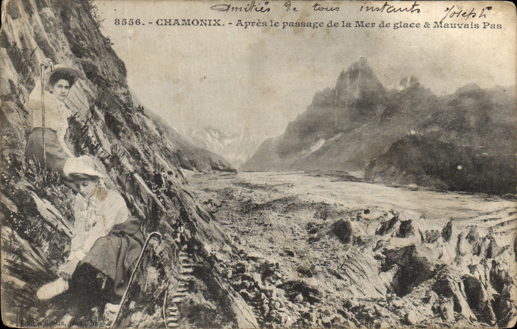 Chamonix — Après le passage de la Mer de glace & Mauvais Pas — Édition Giuella, Nice, n° 8556