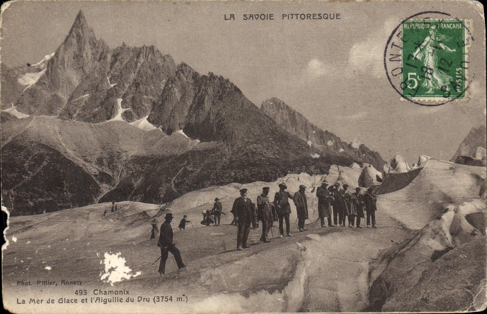 CPA Chamonix La Mer de Glace et l'Aigulle du Dru Alpinisme