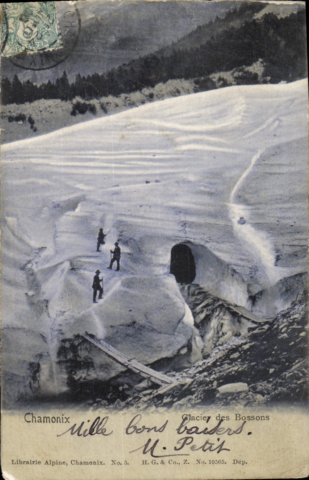 Glacier des Bossons — Chamonix — Librairie Alpine, Chamonix. No. 5. H.G. & Co., Z. No. 10565. Dép.