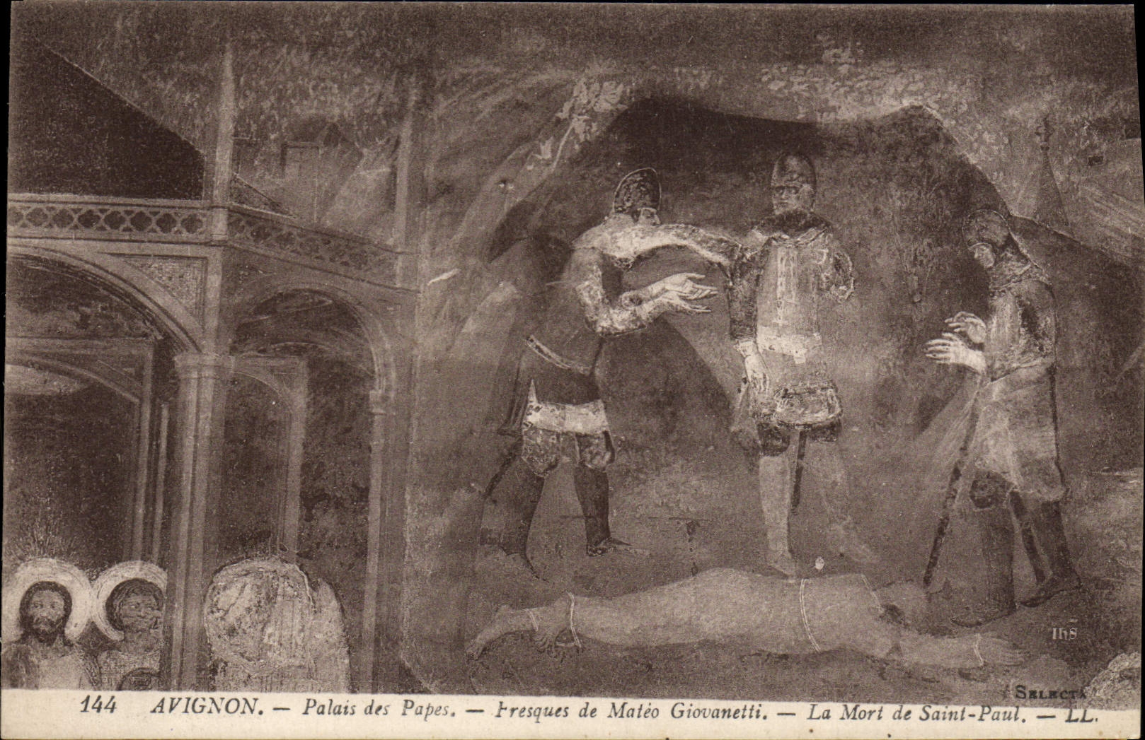 CPA Avignon Palais des Papes Fresque de Mateo Giovanetti La mort de Saint Paul
