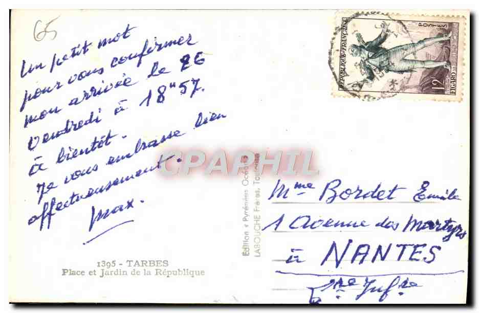 Square and Garden of the Republic — Tarbes — Publisher: Larouche Frères — Back