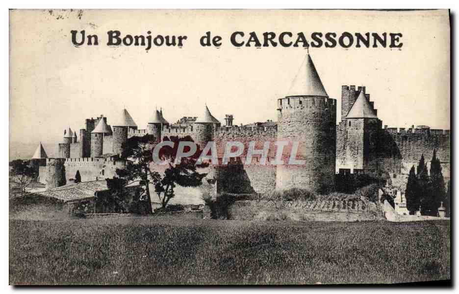 CPA Un Bonjour de Carcassonne