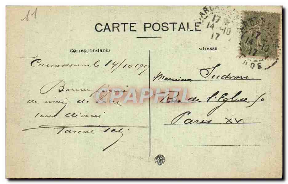 CPA Un Bonjour de Carcassonne — Rückseite