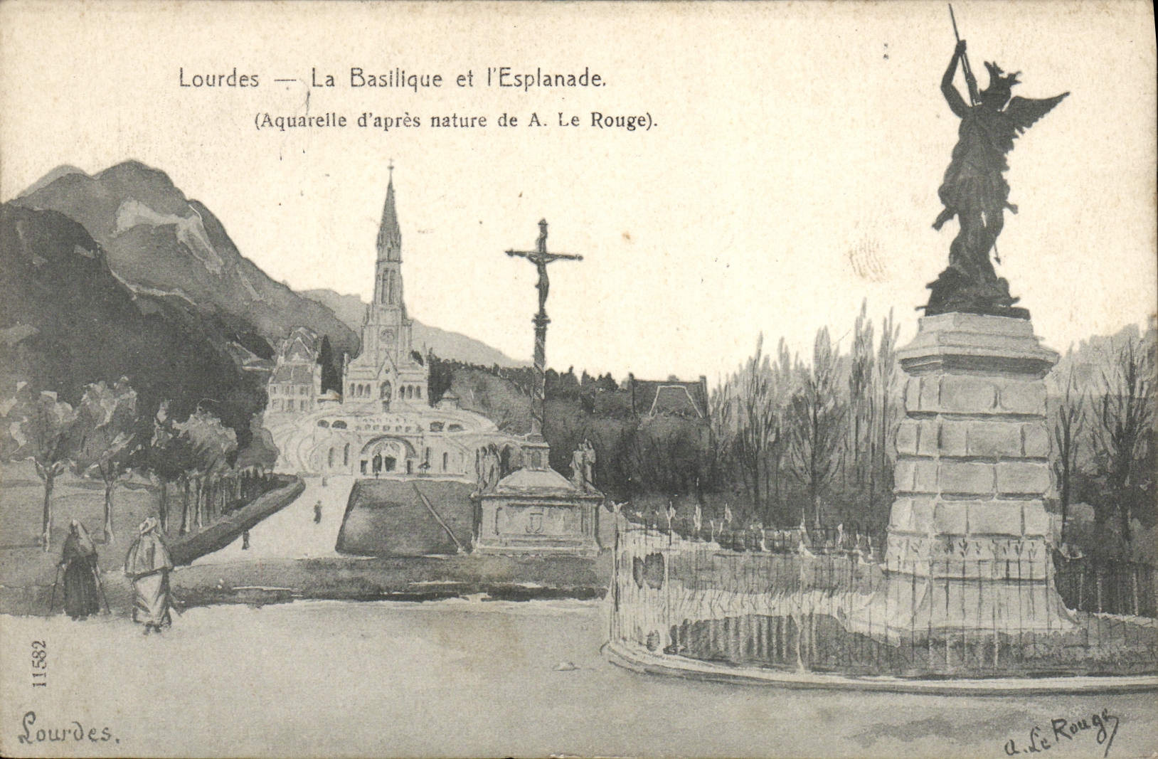 CPA Lourdes La Basilique et l'Esplanade
