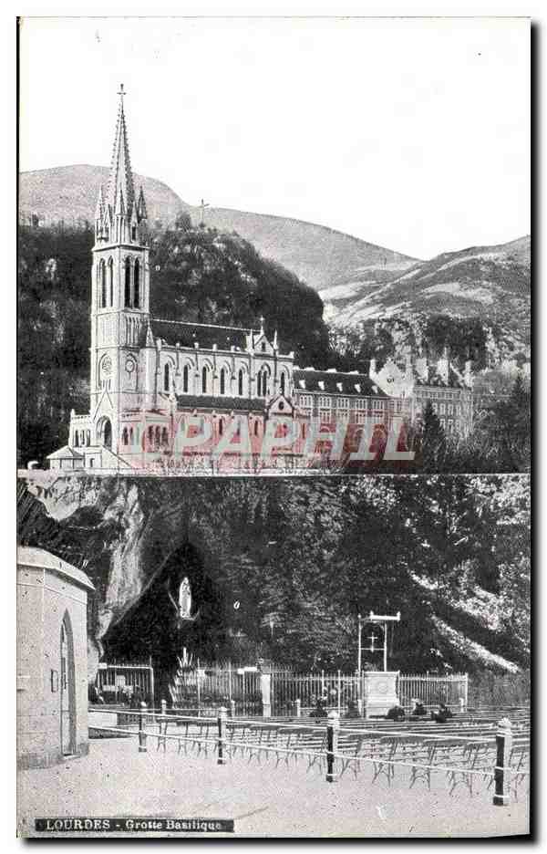 CPA Lourdes Grottes Basilique