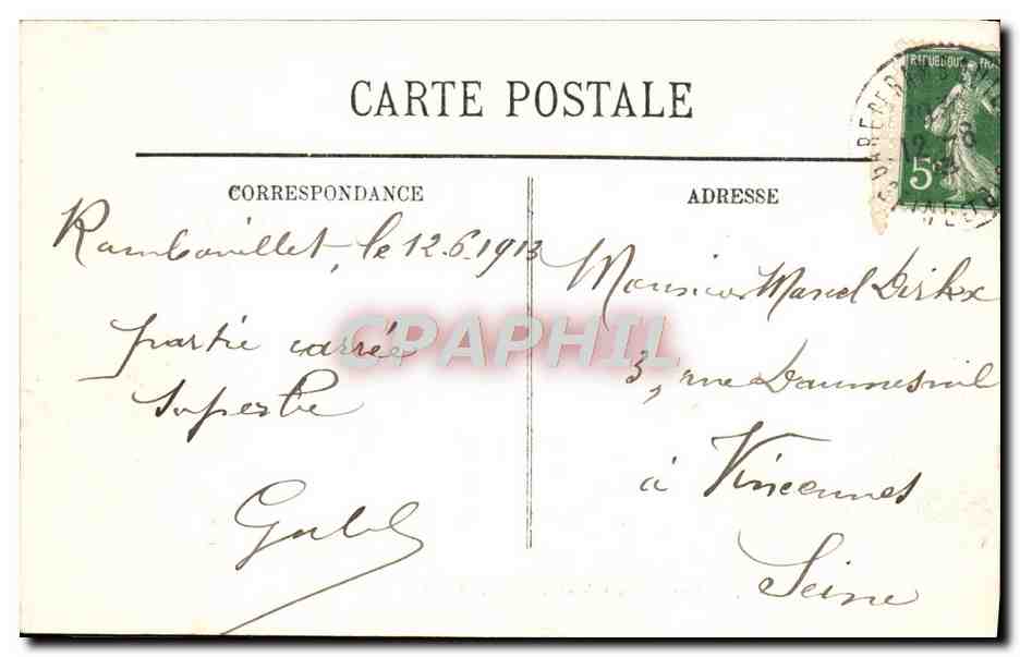 CPA Rambouillet Le Chateau Pris de la Place d'Armes — Rückseite