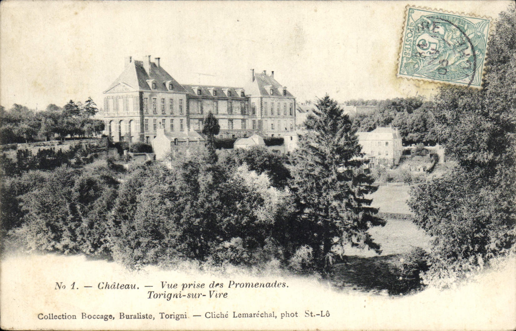 Château — Vue prise des Promenades — Collection Boccage, Buraliste, Torigni-sur-Vire, phot. Lemaréchal, St-Lô
