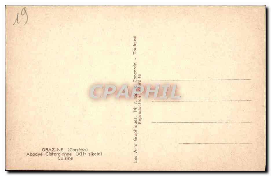 CPA Obazine abbaye Cistercienne Cuisine — Rückseite