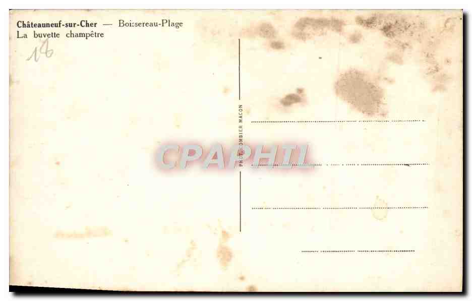 Châteauneuf-sur-Cher — Boisereau-Plage — La buvette champêtre — Foto Ombier Macon — Verso