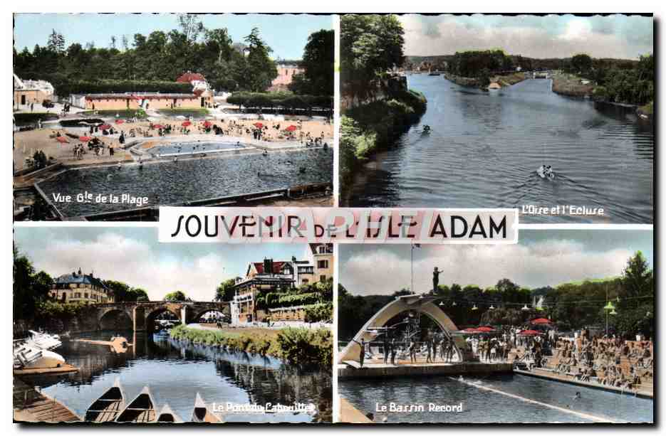 CPm Souvenir de L'Isle Adam Vue generale de la plage L'Oise et l'ecluse Bassin record