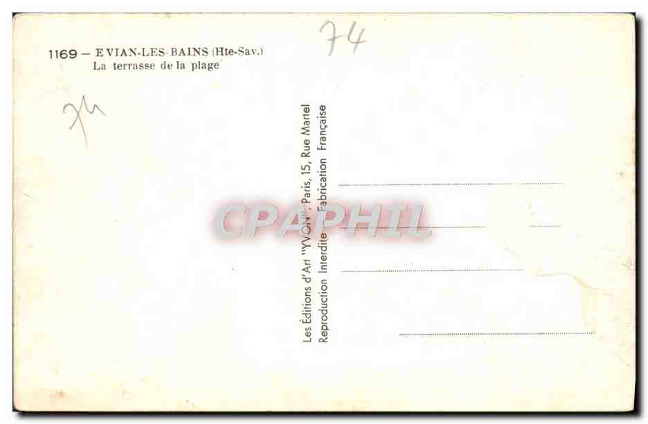 CPM Evian Les Bains La terrasse de la Plage Bar americain — Verso
