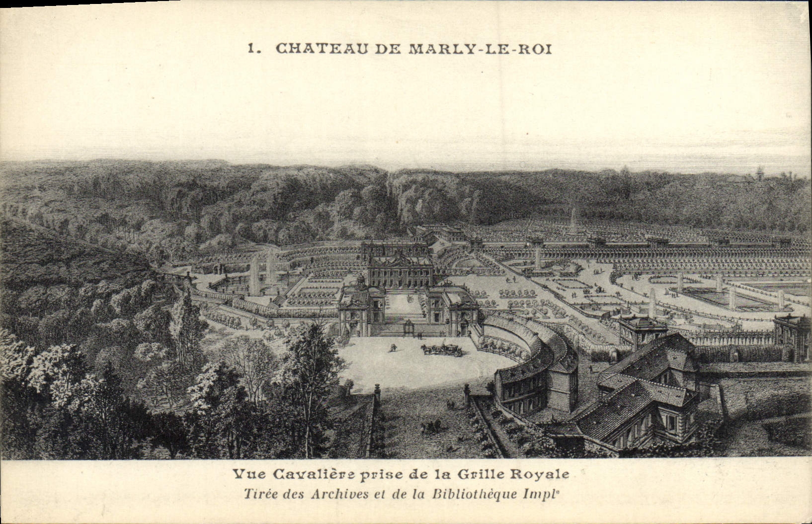 CPA Chateau De Marly Le Roi Vue cavaliere prise de la grille royale