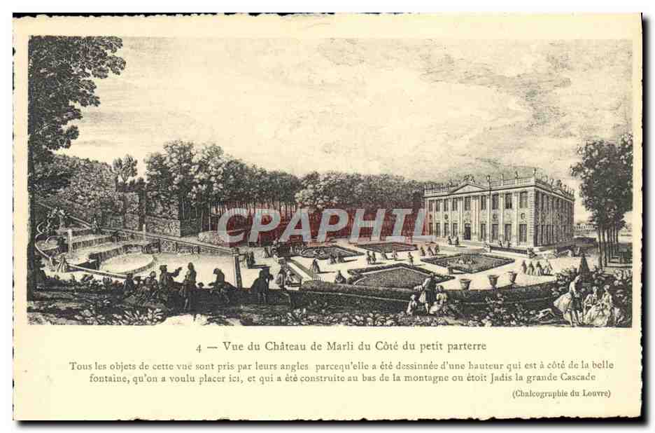 Vue du Château de Marli du Côté du petit parterre — Chalcographie du Louvre — n°4