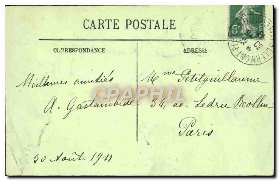 Auvergne — Le Sommet du Puy de Dôme — Terrasse de l'Auberge du Temple de Mercure et l'Observatoire — LL. — Reverso