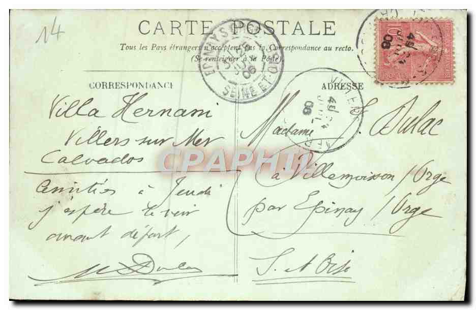 CPA Villers Sur Mer La Plage et la villa Abadie Enfants — Verso