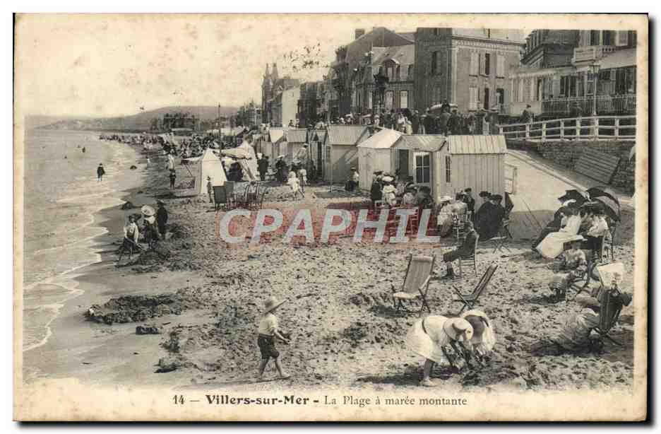 CPA Villers sur Mer La Plage a maree Montante Enfants