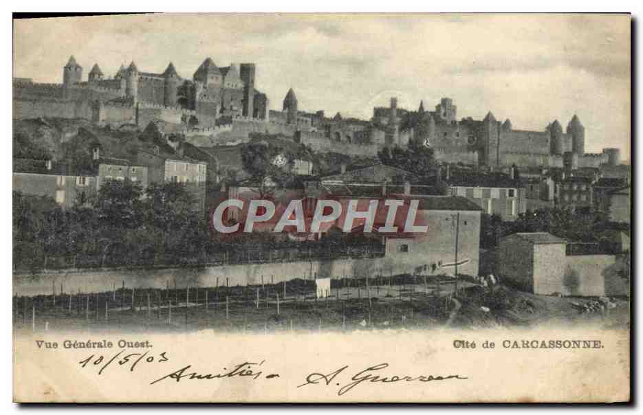 CPA Vue Generale Ouest Cite de Carcassonne