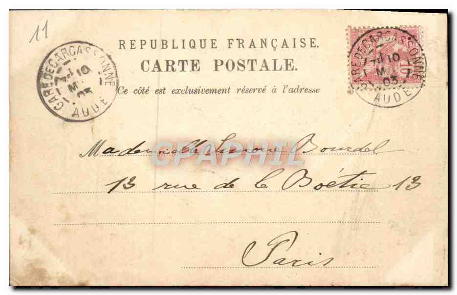 CPA Vue Generale Ouest Cite de Carcassonne — Rückseite