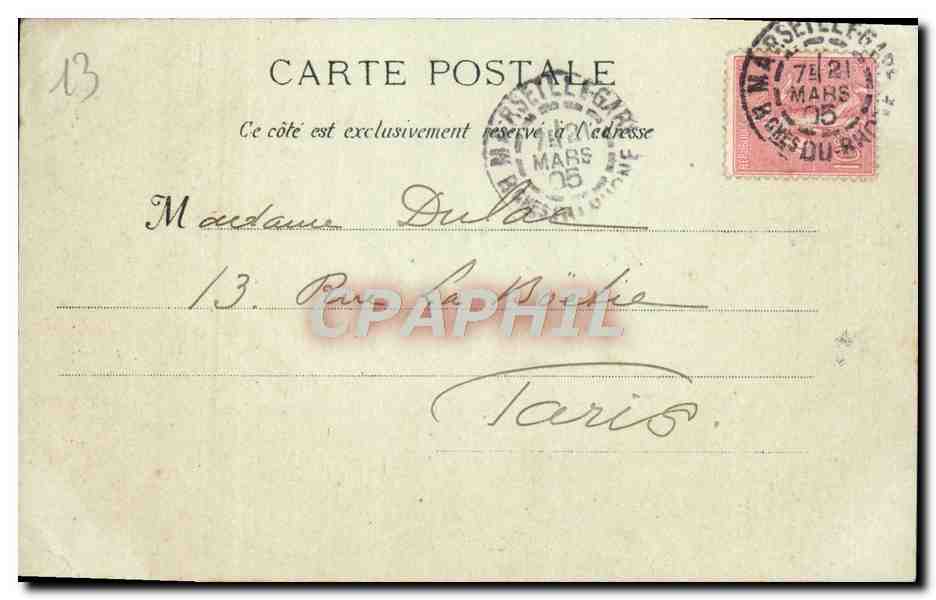CPA Marseille La Vierge de la Garde — Rückseite