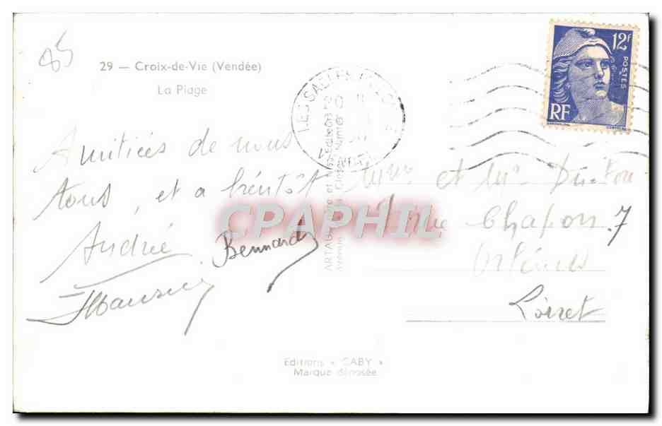 CPM Croix de Vie La Plage — Verso