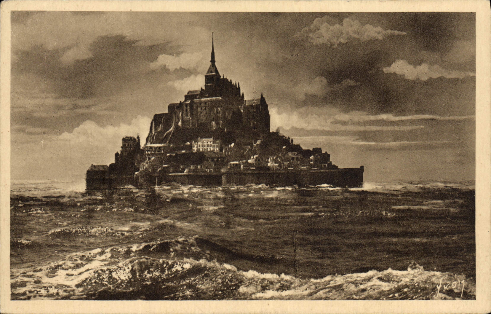 Mont-Saint-Michel — vue sous tempête — Les Editions d'Art Yvart, Fougères