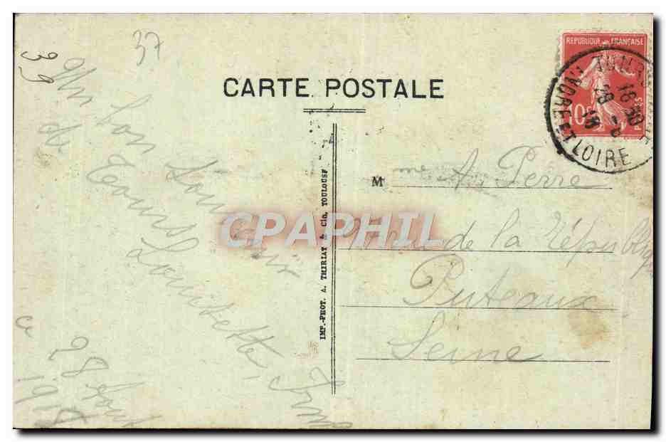 CPA Tours La Gare  — Rückseite