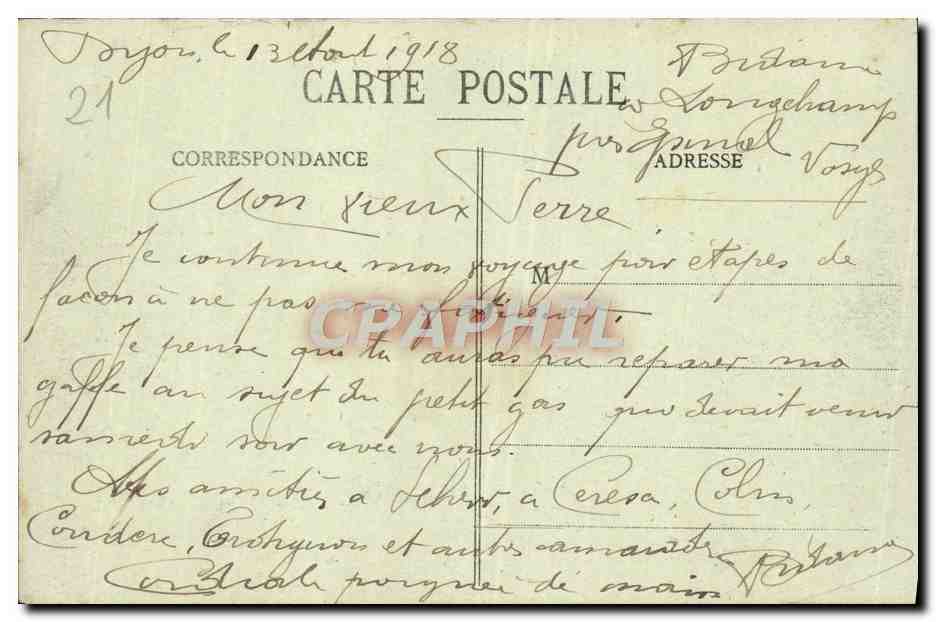 CPA Dijon Place Darcy train a vapeur  — Rückseite