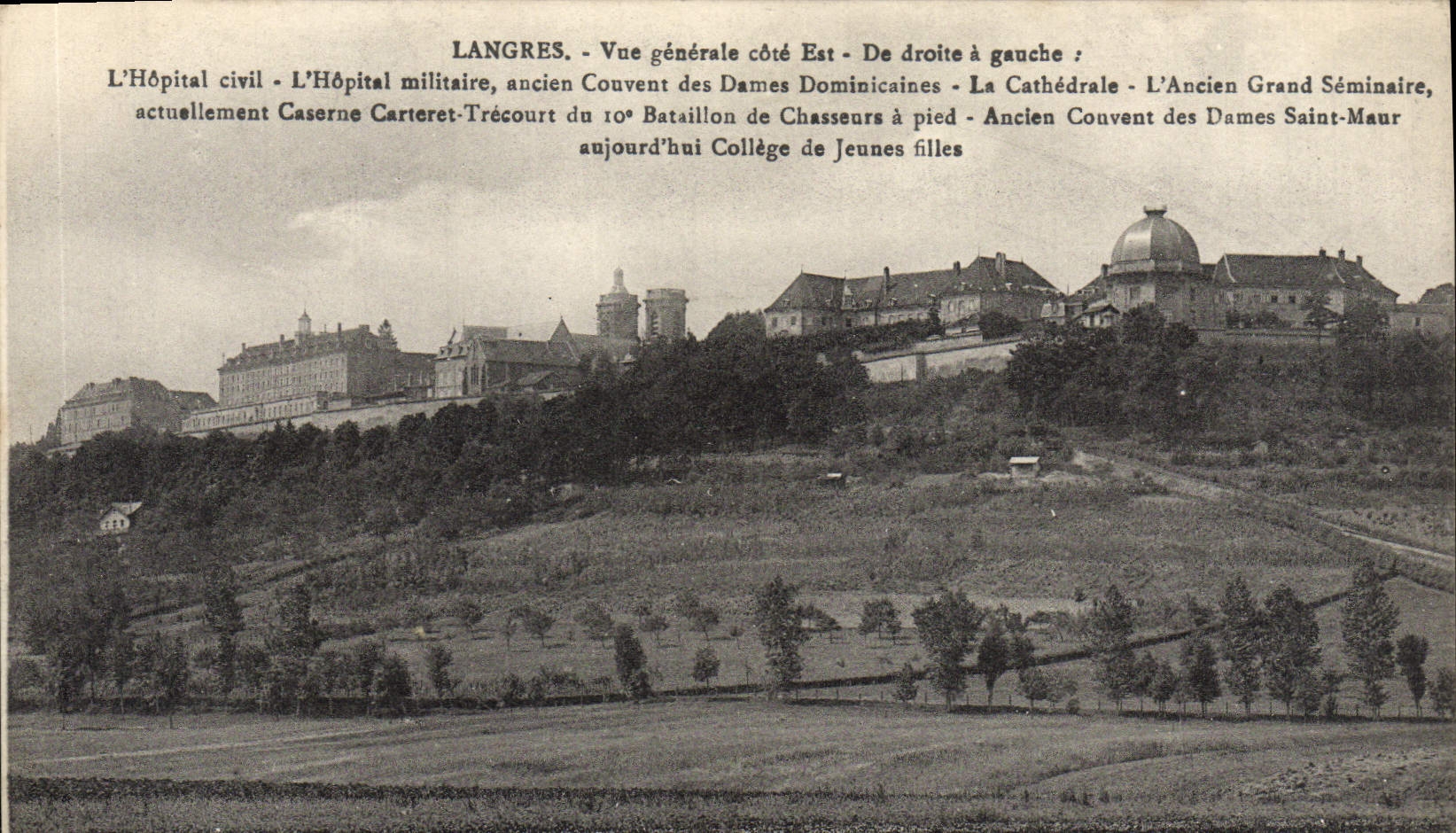 CPA Langres Vue generale cote Est Hopital Civil Hopital militaire Ancien couvent des Dames Dominicaines Cathedrale
