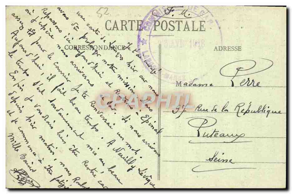CPA Langres Vue generale cote Est Hopital Civil Hopital militaire Ancien couvent des Dames Dominicaines Cathedrale — Rückseite