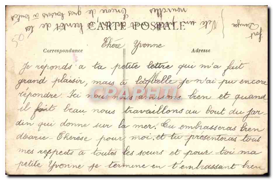 CPA Genets Le Bee d'Andaine Un Coin de la Falaise  — Back