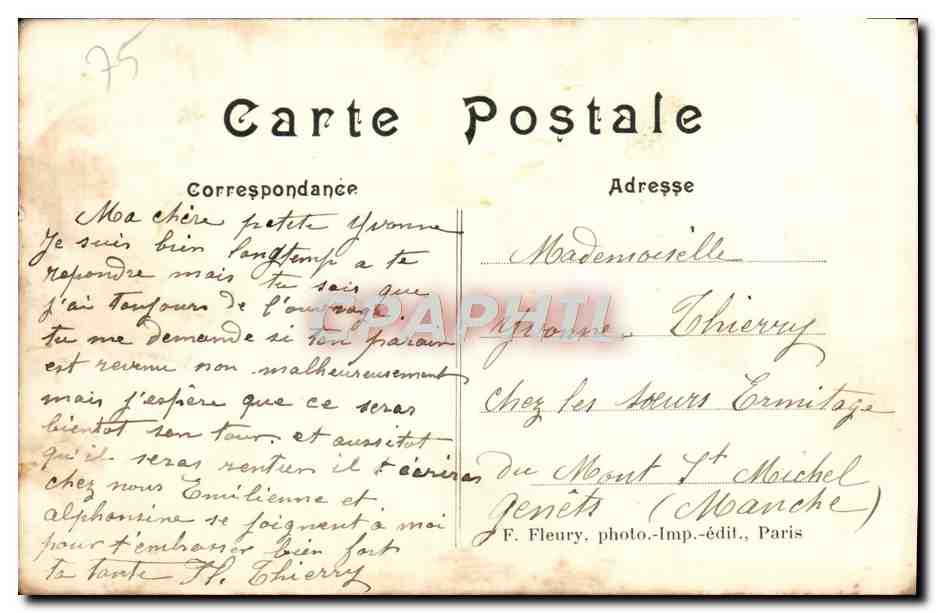 Paris - Place de Rennes, prise de la Gare - Rue de Rennes, Boulevard Montparnasse (VIe arr.) — F. F. Paris, n° 2672 — Verso