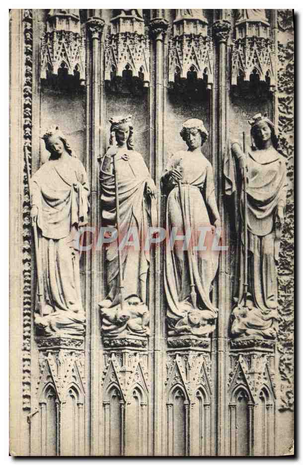 CPA Strasbourg Statues du portail lateral gauche 