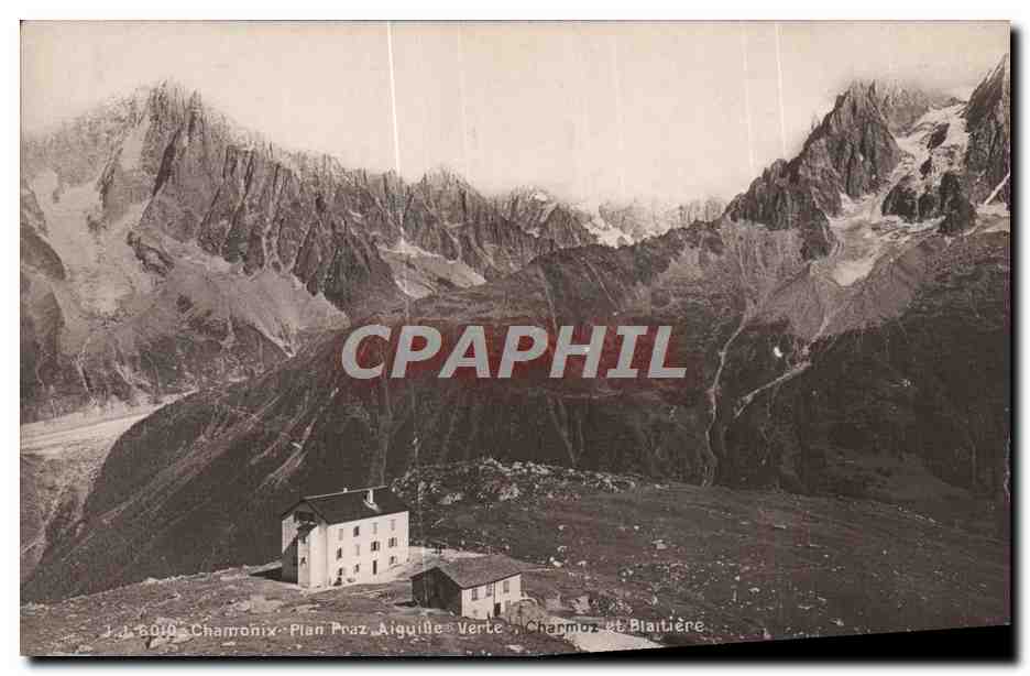 CPA Chamonix Plan Praz Aiguille Verte Charmoz et Blaitiere