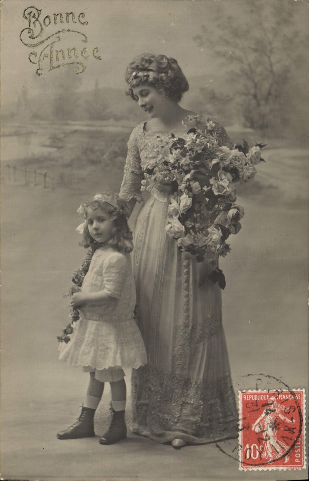 CPA Fantaisie Femme Enfant Bonne Annee 