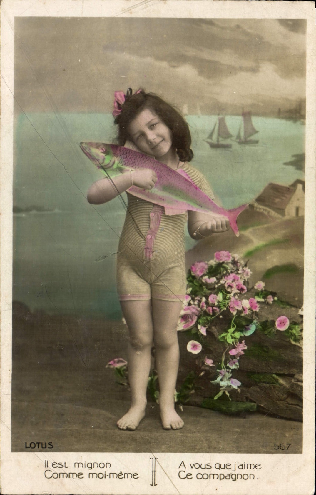 CPA Fantaisie Enfant Poisson