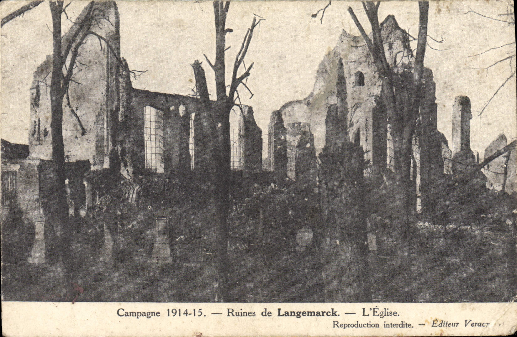 CPA Campagne Ruines de Langemarck L'Eglise Militaria