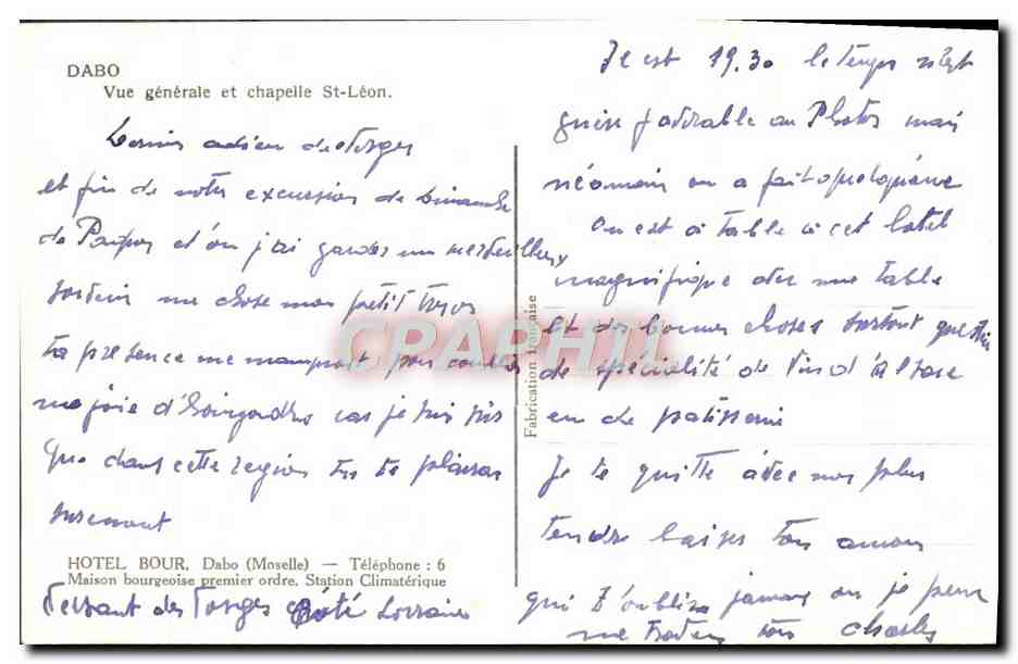 CPA Dabo Vue generale et Chapelle St Leon — Rückseite