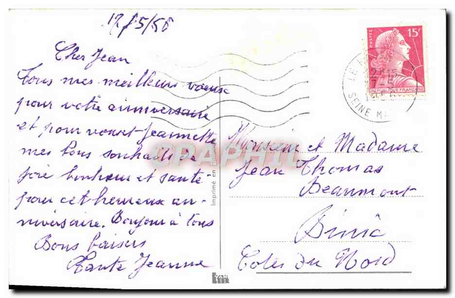 CPA Fantaisie Fleurs Heureux Anniversaire  — Verso