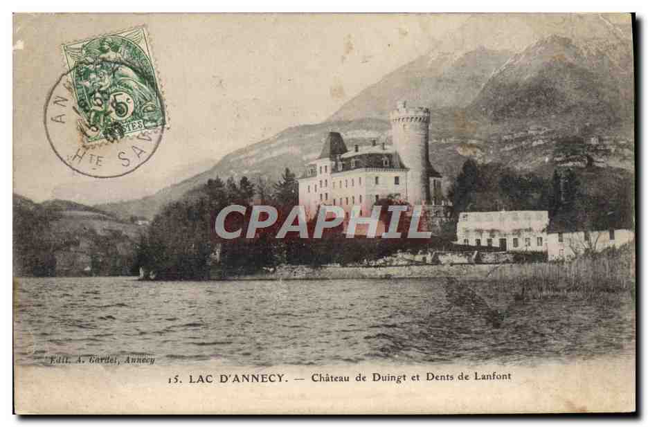 CPA Lac d'Annecy Chateau de Duingt et Dents de Lanfont