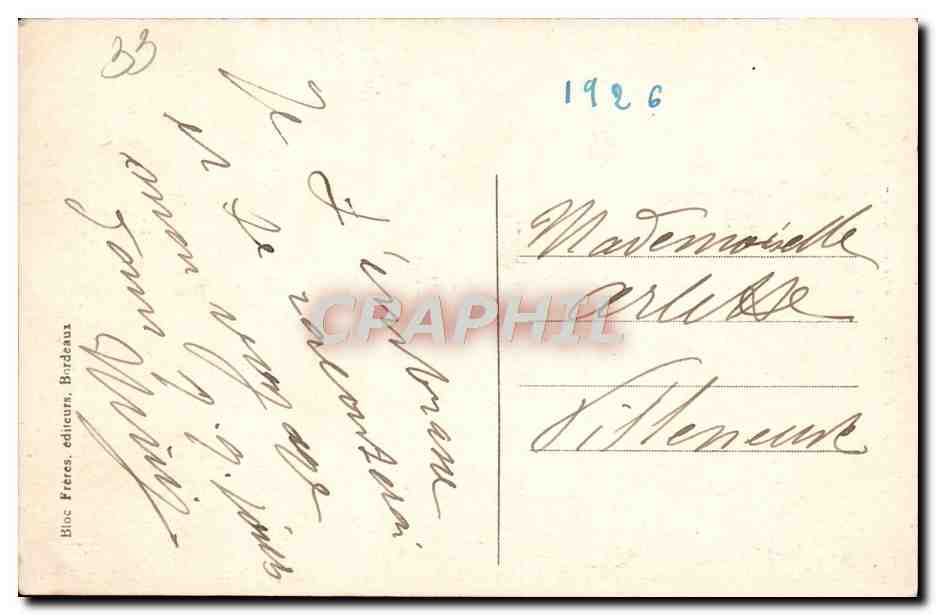CPA Bordeaux La Grosse Cloche Maison Riquard — Verso