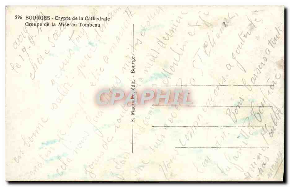CPA Bourges Crypte de la Cathedrale Groupe de mise au tombeau — Rückseite