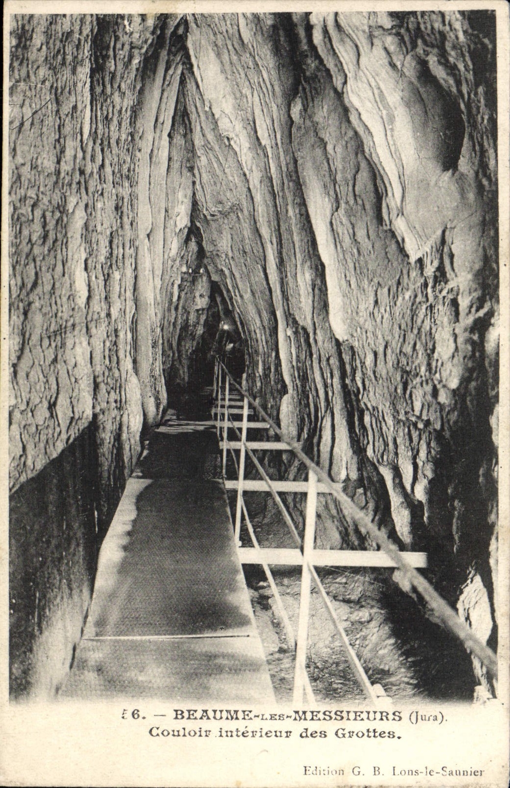 Beaume-les-Messieurs (Jura) — Couloir intérieur des Grottes — Édition G. B. Lons-le-Saunier, n°56