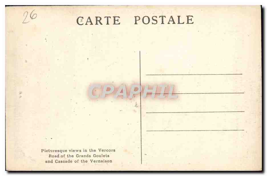 CPA Route de Grands Goulets et Cascade de la Vernaison — Verso