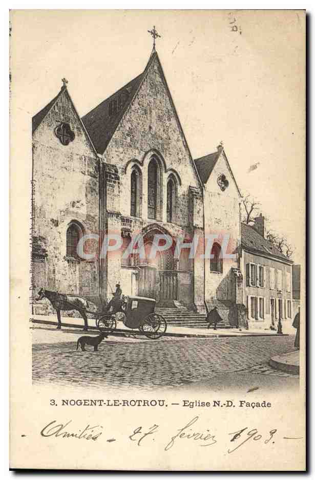 Nogent-le-Rotrou — Église N.-D. Façade — Éditeur : D. P. R. (Nogent-le-Rotrou) n°3