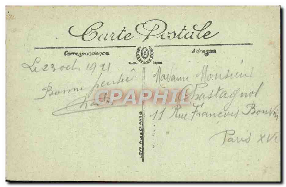 CPA Reims Rue du Marechal Petain et tour Ballan Militaria — Verso