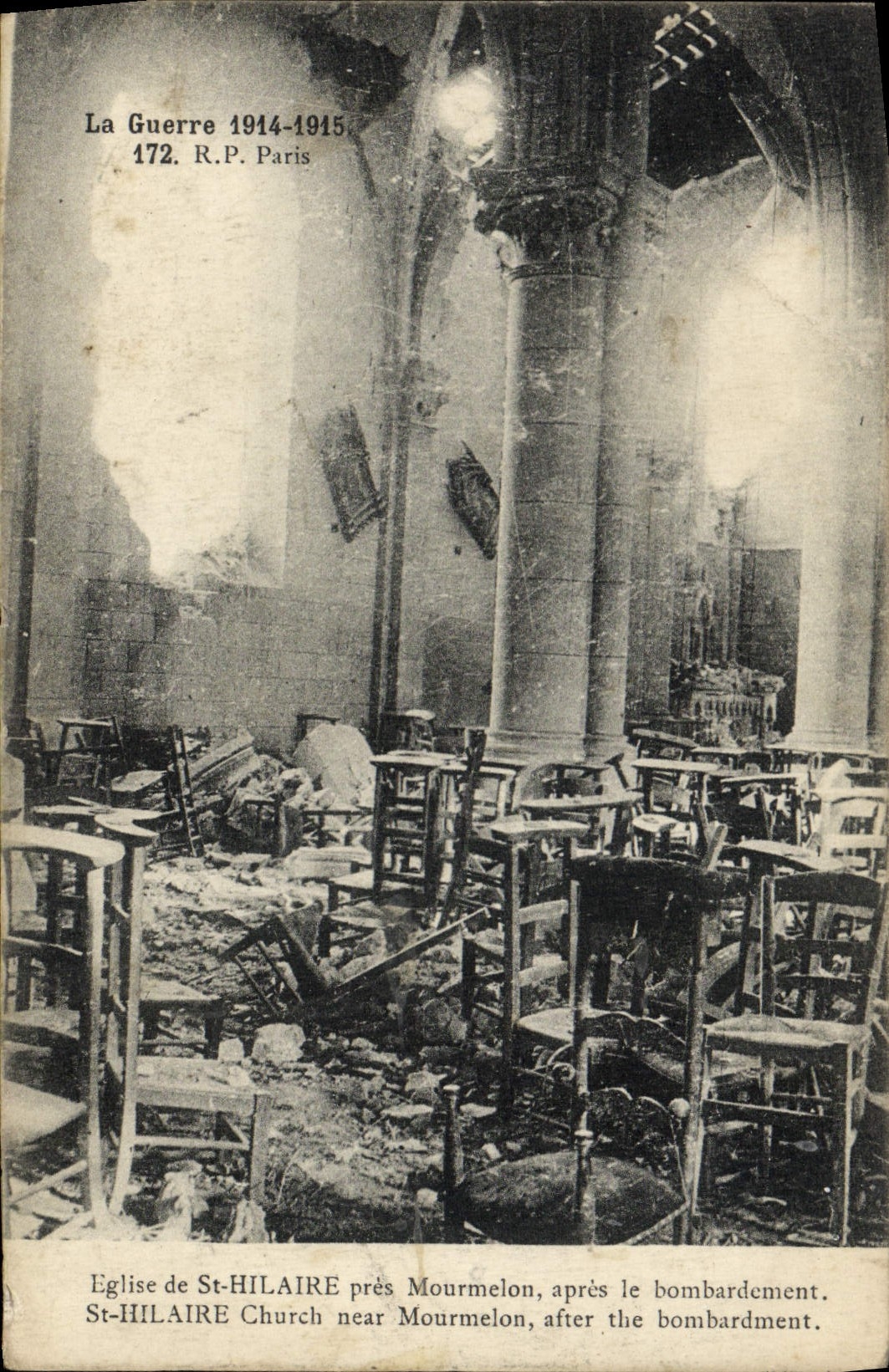 Église de St-Hilaire près Mourmelon — dévastation après bombardement — R.P. Paris, n° 172