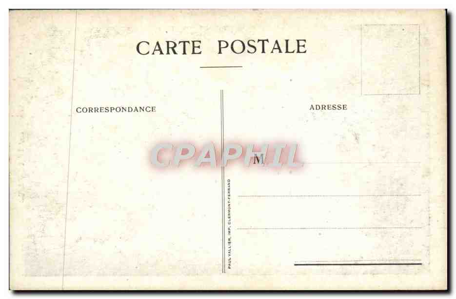 Costumes Auvergnats — illustration de deux personnages en tenue traditionnelle — Paul Vallier, Imp. Clermont-Ferrand — Rückseite