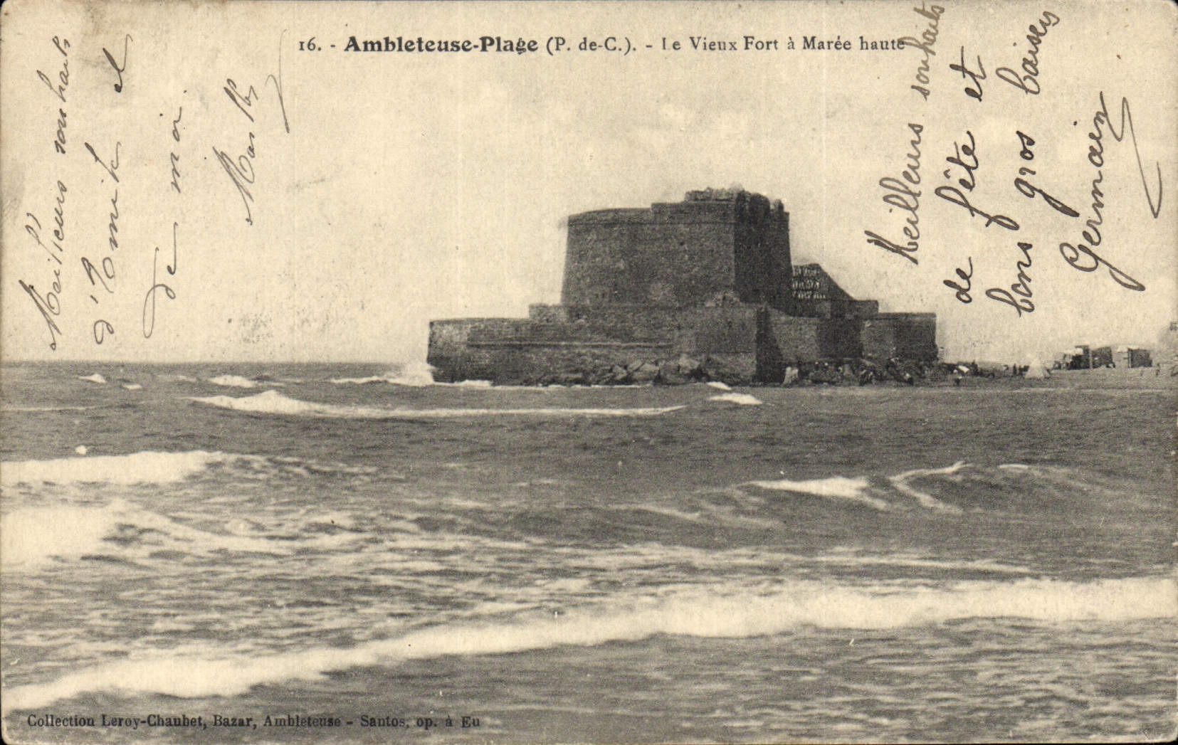 CPA Ambleteuse Plage Le Vieux Fort a Maree haute