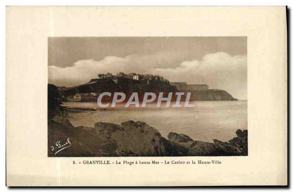Granville - La Plage à haute Mer - Le Casino et la Haute-Ville — J. Brul, n°8
