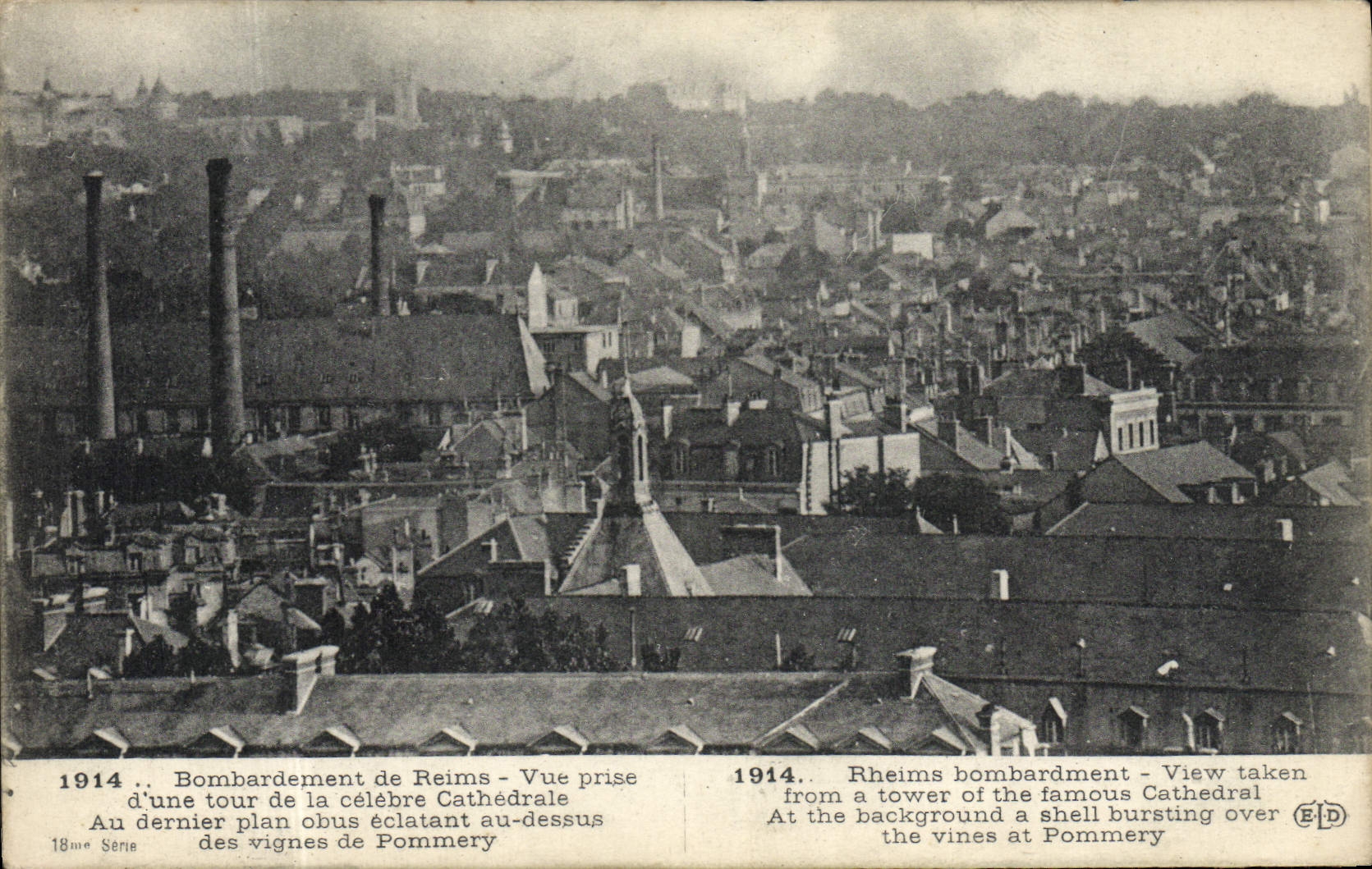 CPA Reims Bombardement Vue Prise d'une tour de la celebre cathedrale 